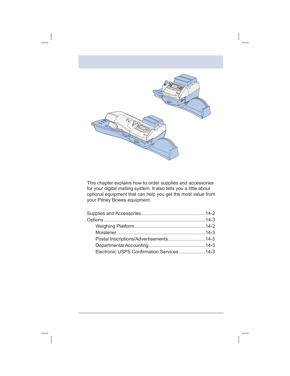 14 • supplies and options | Pitney Bowes DM400C User Manual | Page 179 / 196