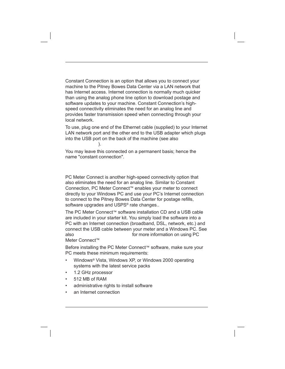 About constant connection, About pc meter connect, 1 • introduction | Pitney Bowes DM400C User Manual | Page 18 / 196