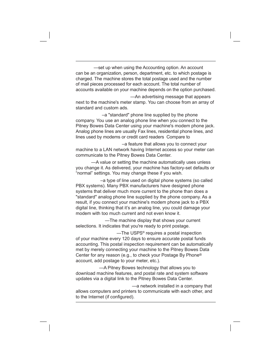 Appendix b • glossary | Pitney Bowes DM400C User Manual | Page 185 / 196