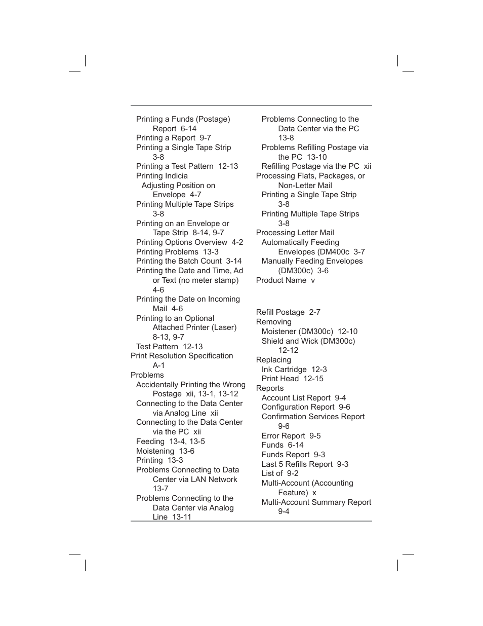 Index | Pitney Bowes DM400C User Manual | Page 193 / 196