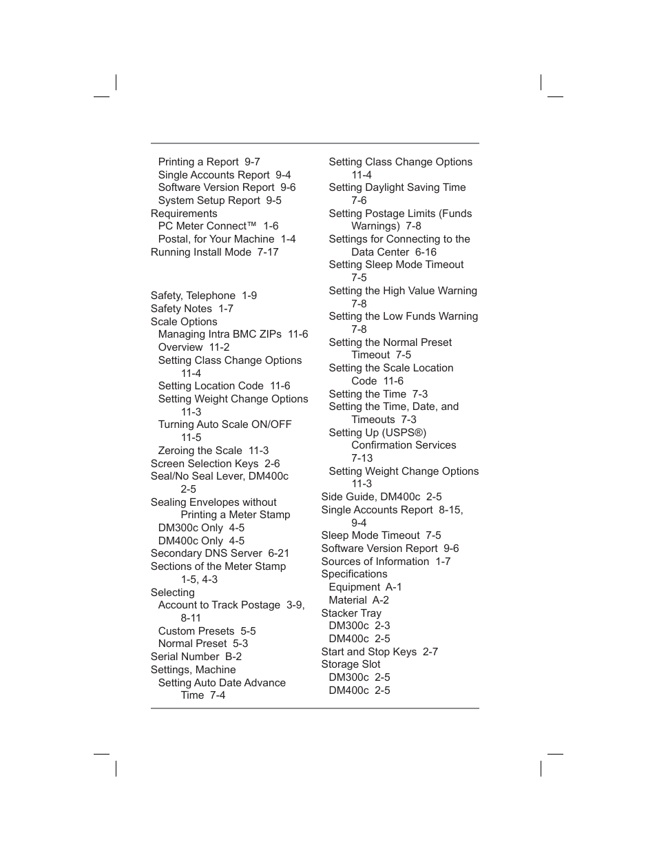 Index | Pitney Bowes DM400C User Manual | Page 194 / 196