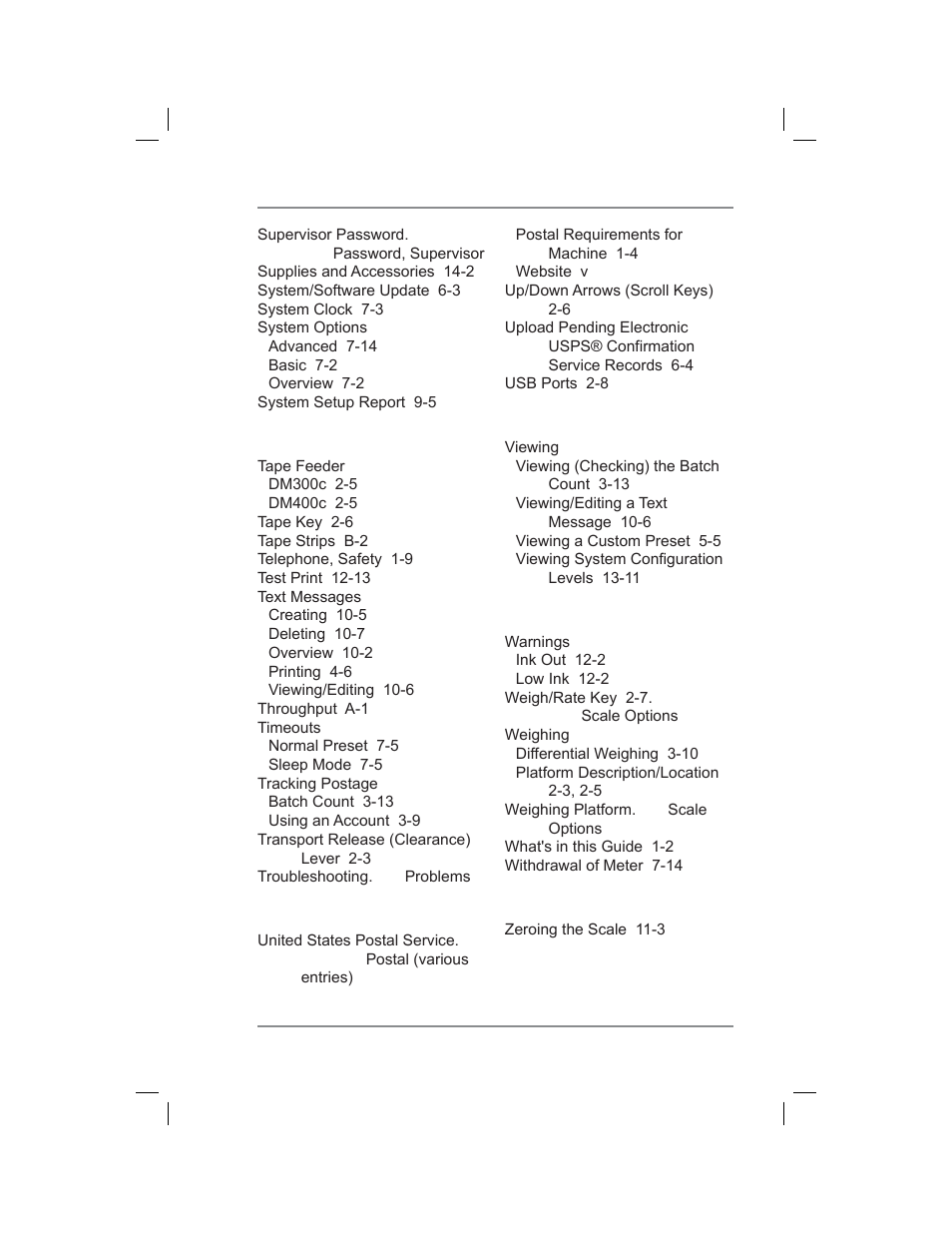 Index | Pitney Bowes DM400C User Manual | Page 195 / 196