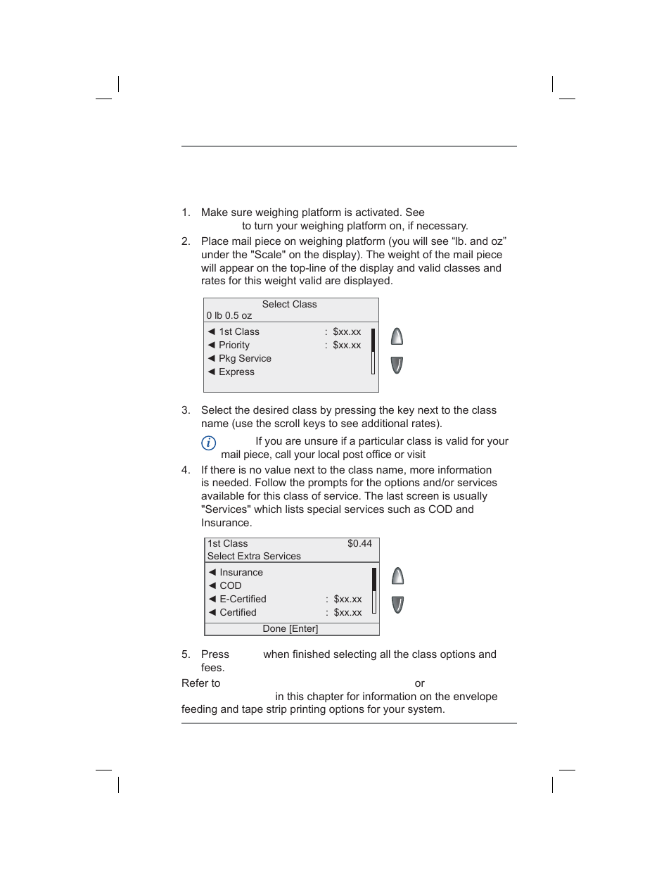 Using the optional weighing platform, 3 • running mail | Pitney Bowes DM400C User Manual | Page 35 / 196