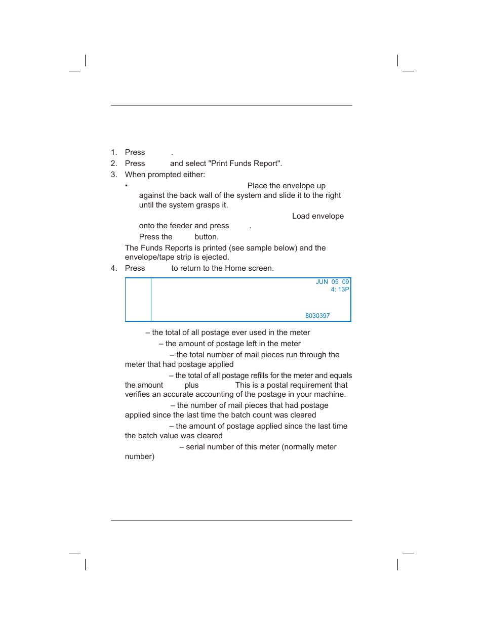 Printing the batch count, 3 • running mail | Pitney Bowes DM400C User Manual | Page 44 / 196