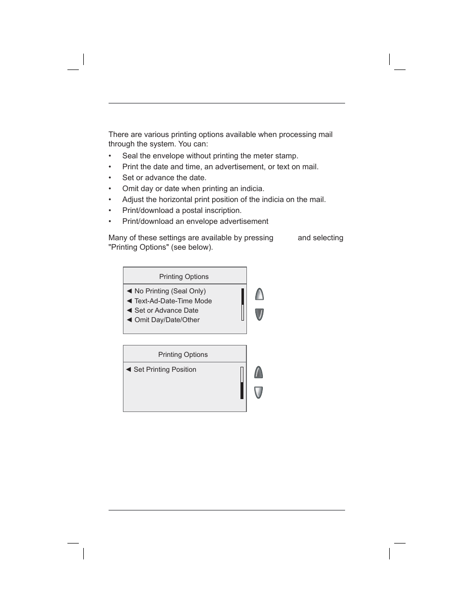 Printing options overview, 4 • printing options | Pitney Bowes DM400C User Manual | Page 48 / 196