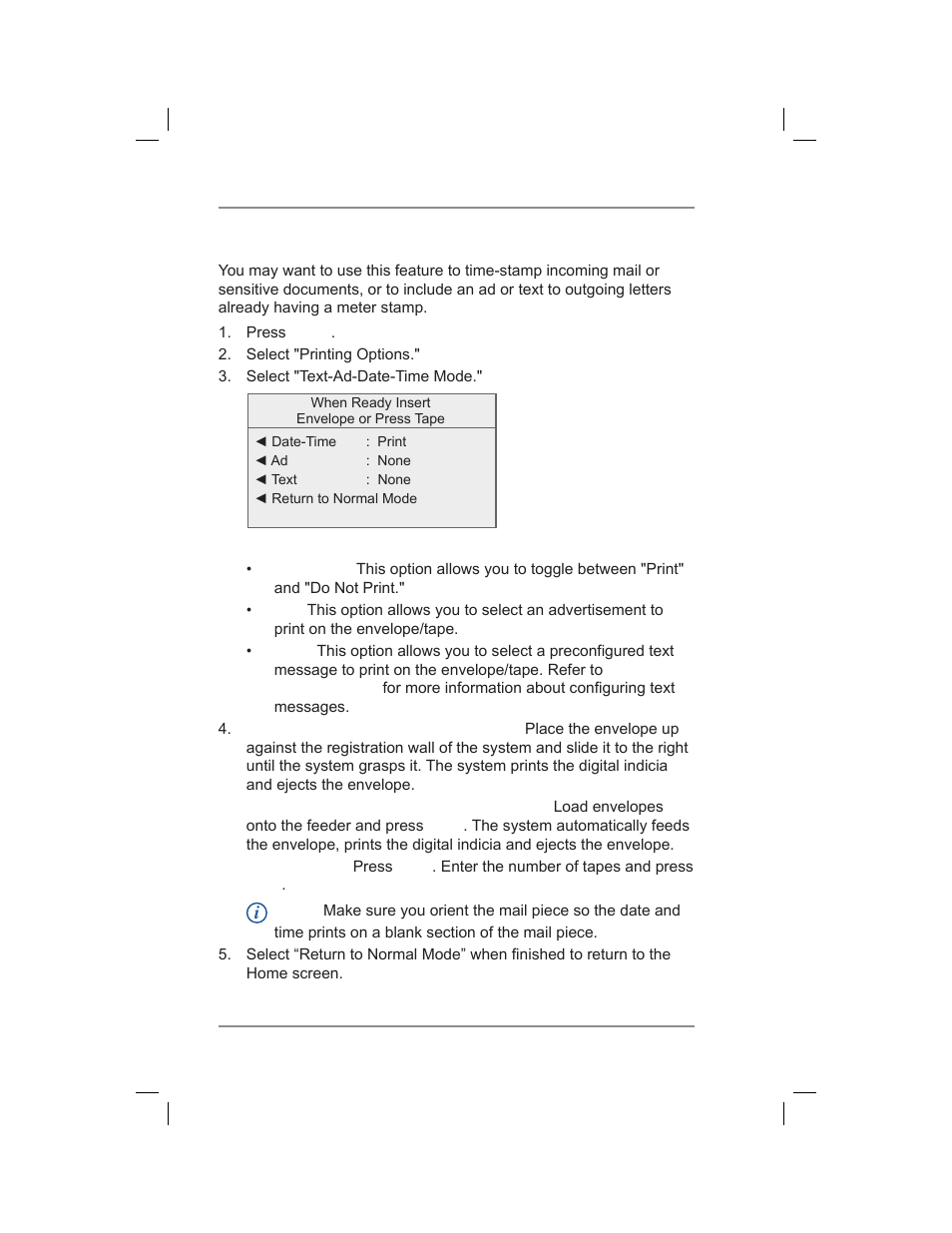 4 • printing options | Pitney Bowes DM400C User Manual | Page 52 / 196