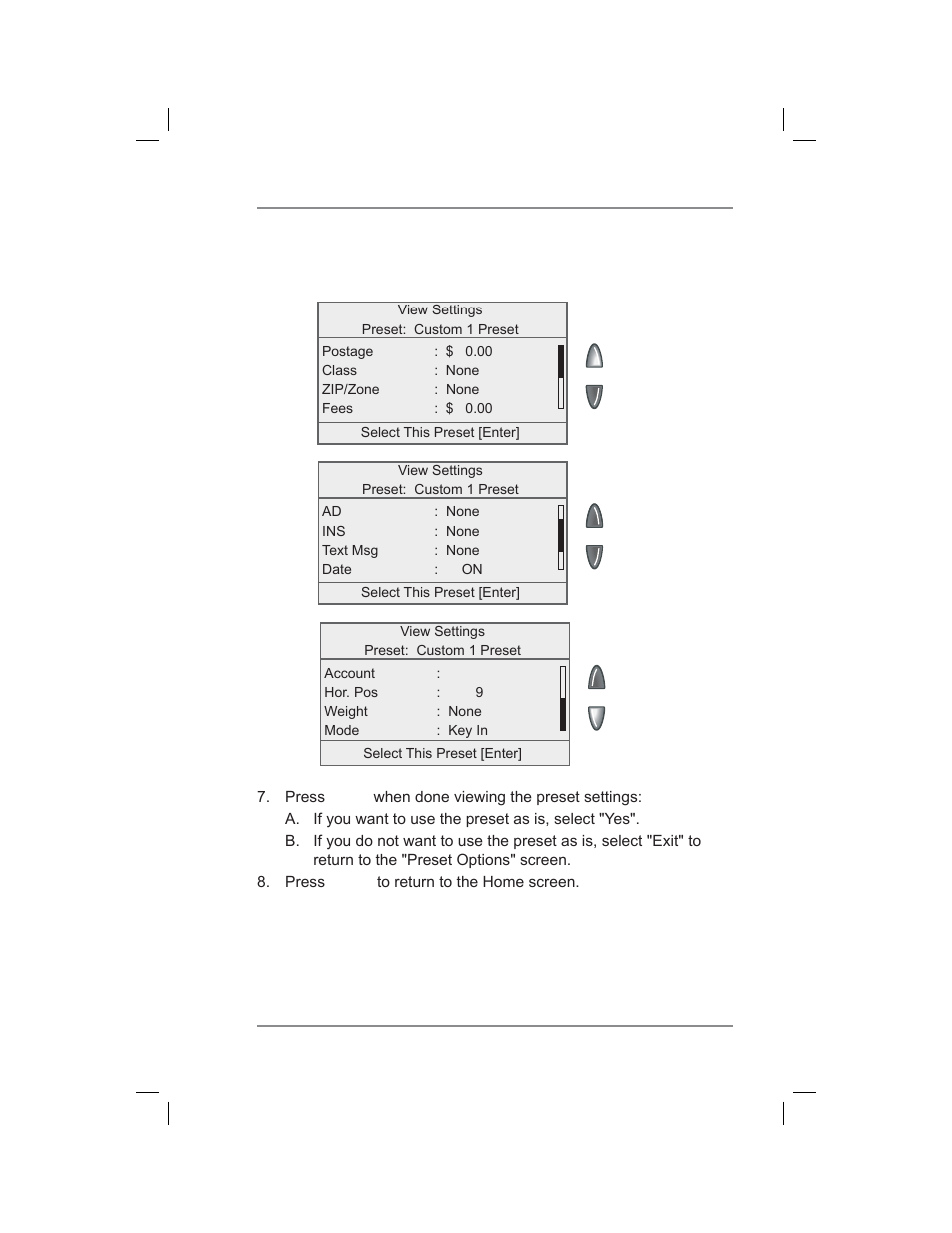 5 • normal and custom presets, Custom presets (cont'd) | Pitney Bowes DM400C User Manual | Page 63 / 196