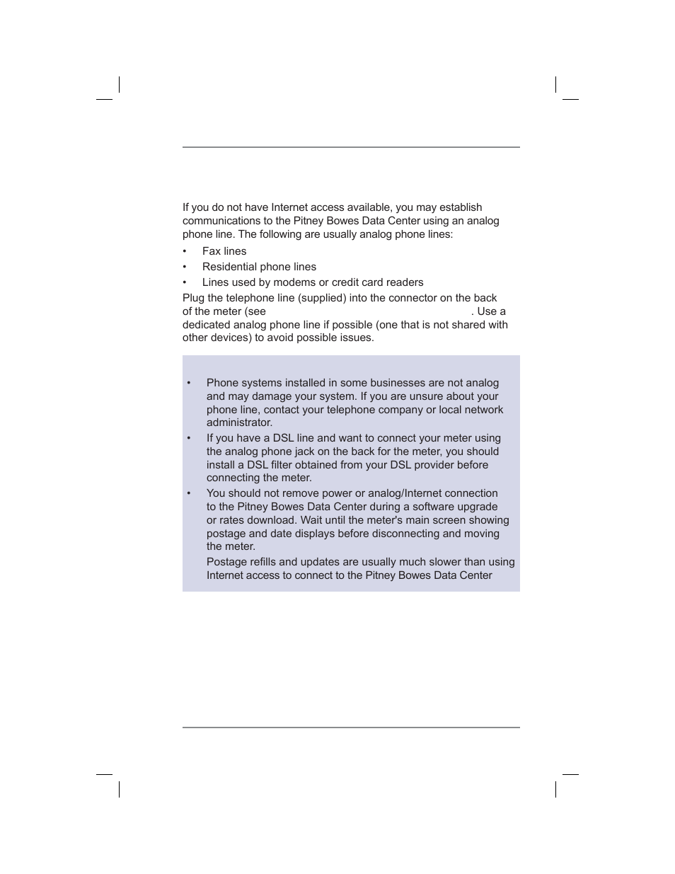 6 • adding postage/connecting to data center | Pitney Bowes DM400C User Manual | Page 75 / 196