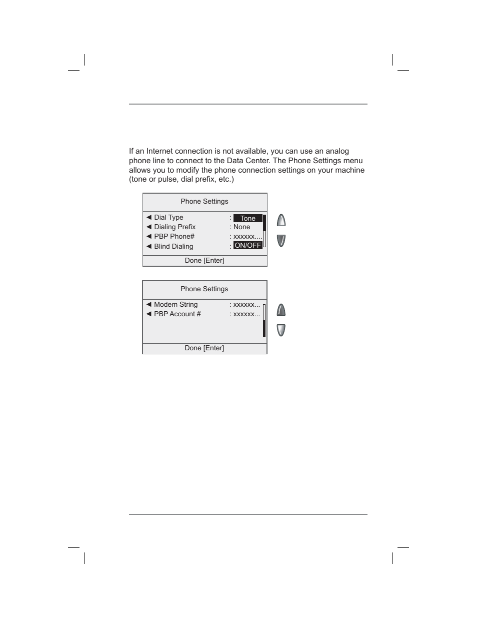 Analog phone line connection settings, 6 • adding postage/connecting to data center | Pitney Bowes DM400C User Manual | Page 83 / 196
