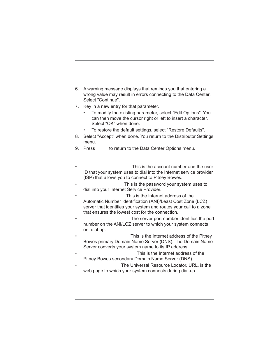 6 • adding postage/connecting to data center | Pitney Bowes DM400C User Manual | Page 87 / 196