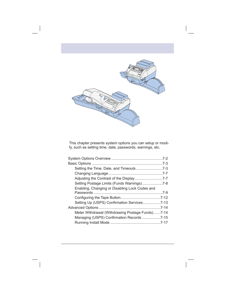 7 • system options | Pitney Bowes DM400C User Manual | Page 89 / 196