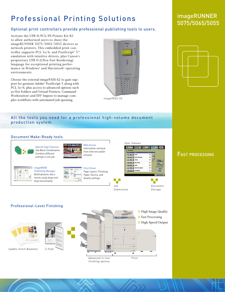 Professional printing solutions, Processing | Pitney Bowes 5055 User Manual | Page 7 / 12