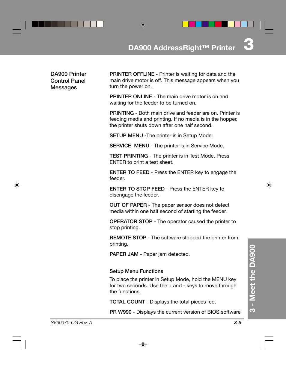 Da900 addressright™ printer, 3 - meet the da900 | Pitney Bowes ADDRESSRIGHTTM DA900 User Manual | Page 23 / 108