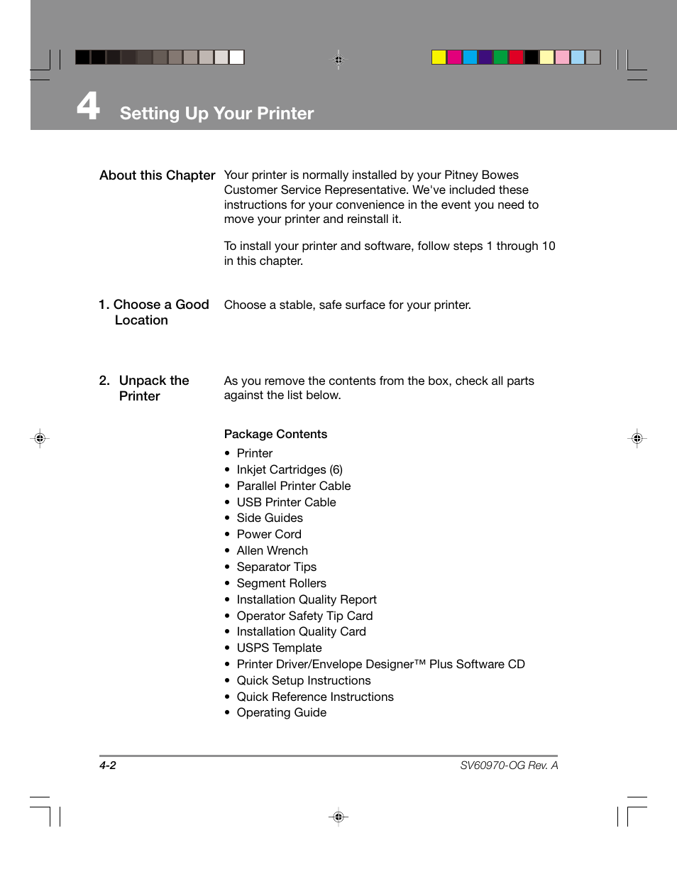 Setting up your printer | Pitney Bowes ADDRESSRIGHTTM DA900 User Manual | Page 28 / 108