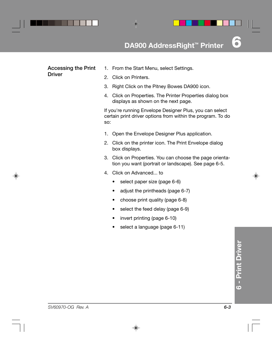 Da900 addressright, Printer, 6 - print driver | Pitney Bowes ADDRESSRIGHTTM DA900 User Manual | Page 49 / 108