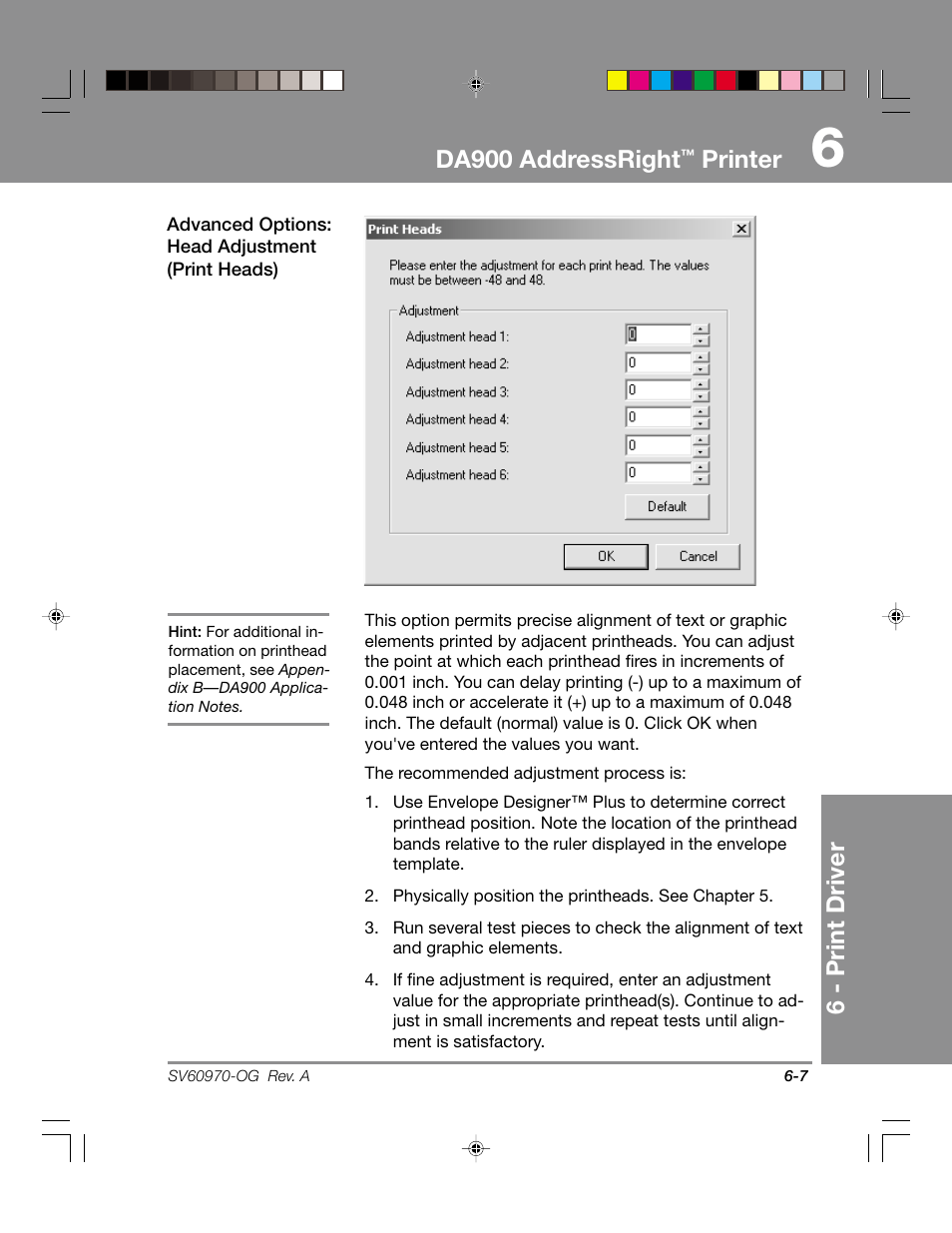 Da900 addressright, Printer, 6 - print driver | Pitney Bowes ADDRESSRIGHTTM DA900 User Manual | Page 53 / 108