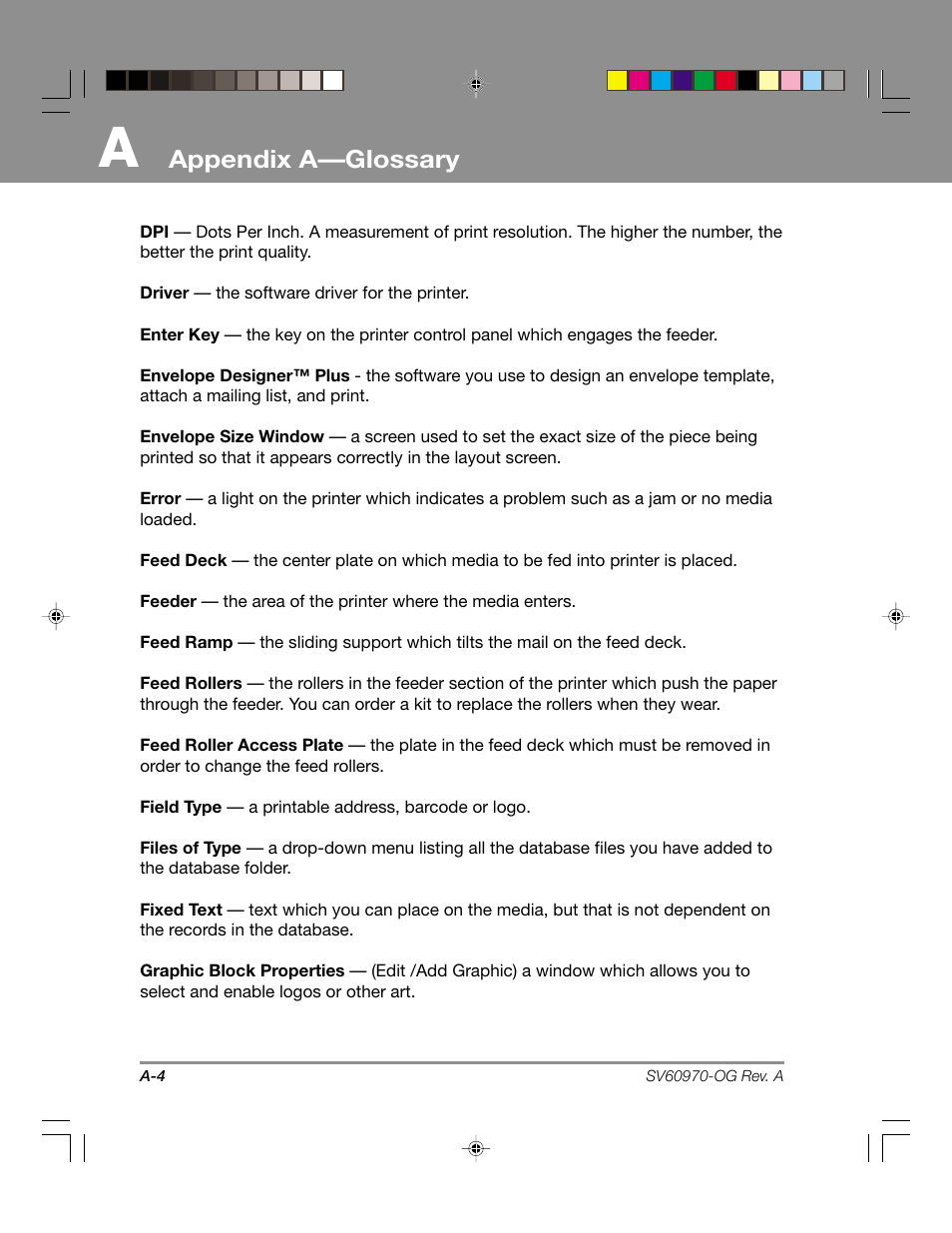 Appendix a—glossary | Pitney Bowes ADDRESSRIGHTTM DA900 User Manual | Page 88 / 108