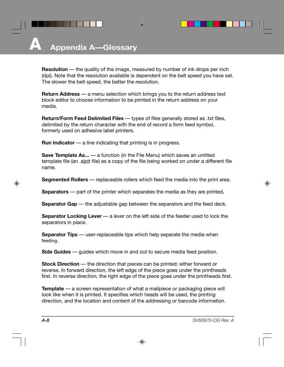 Appendix a—glossary | Pitney Bowes ADDRESSRIGHTTM DA900 User Manual | Page 92 / 108