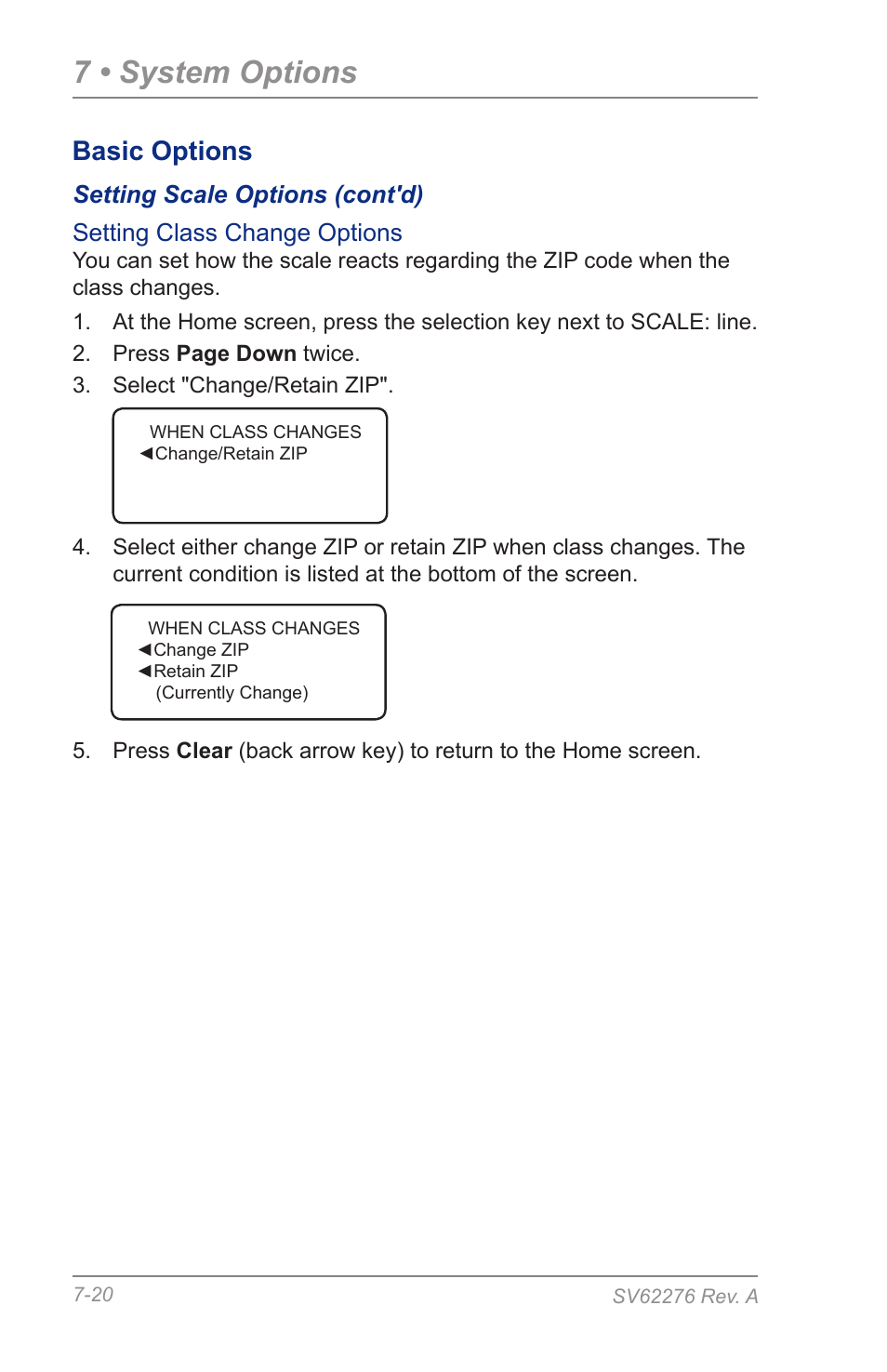 7 • system options, Basic options | Pitney Bowes DM125 User Manual | Page 106 / 209