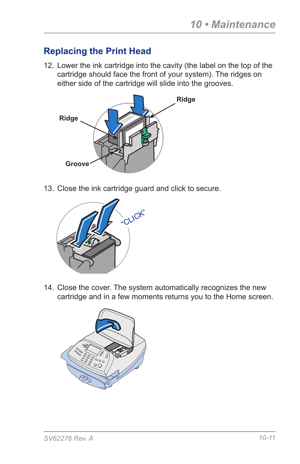 10 • maintenance, Replacing the print head | Pitney Bowes DM125 User Manual | Page 153 / 209