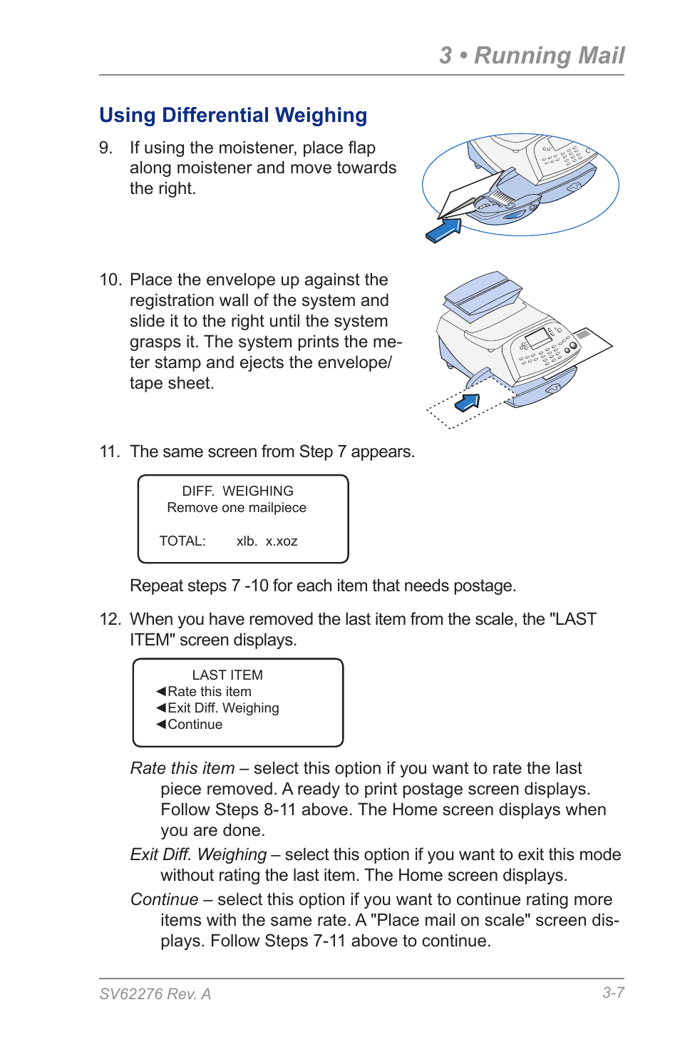 3 • running mail, Using differential weighing | Pitney Bowes DM125 User Manual | Page 35 / 209