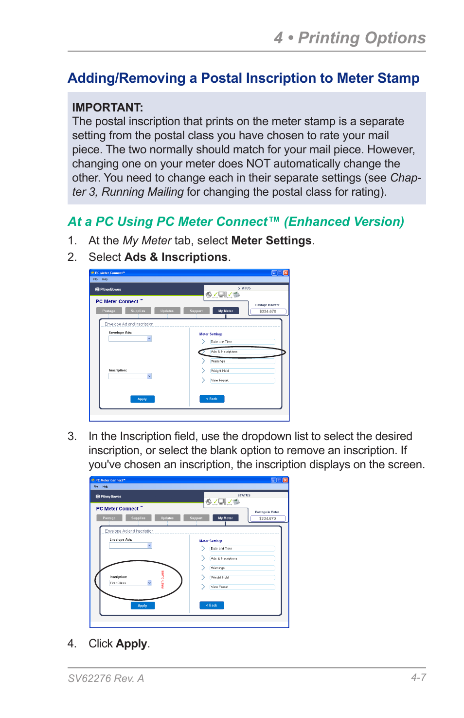 4 • printing options | Pitney Bowes DM125 User Manual | Page 45 / 209