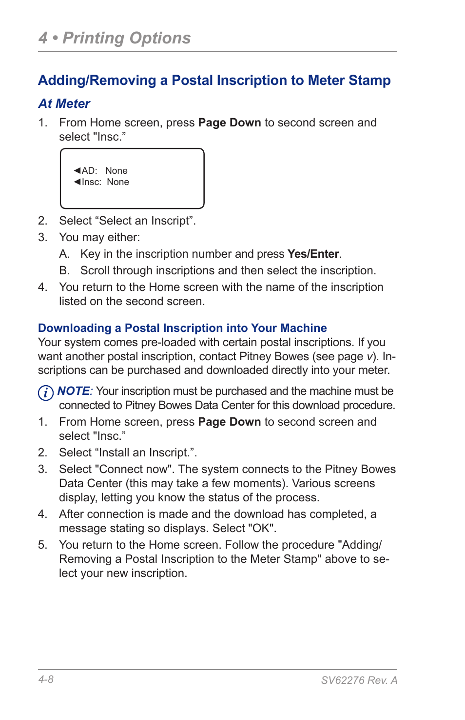 4 • printing options | Pitney Bowes DM125 User Manual | Page 46 / 209