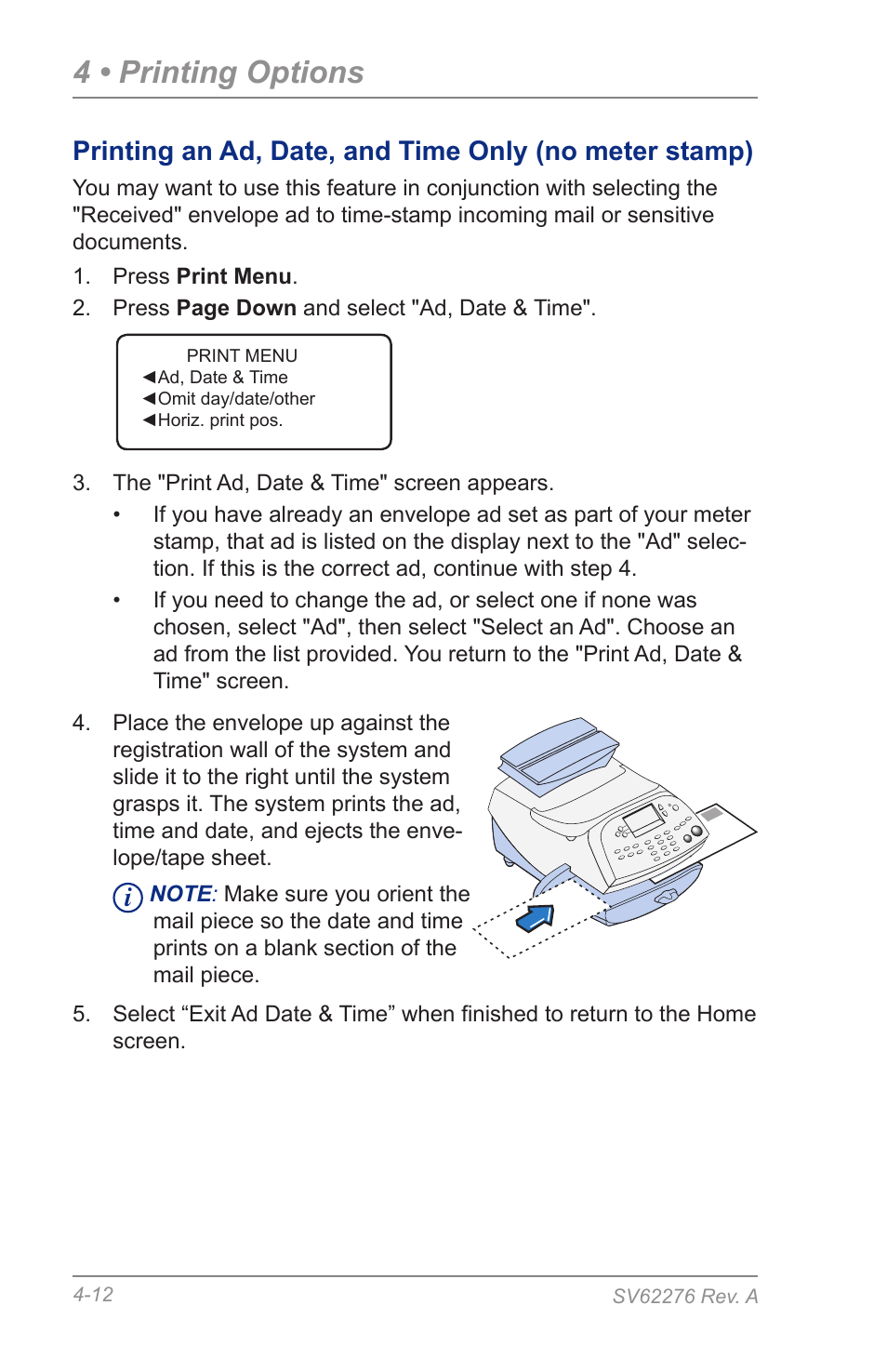 4 • printing options | Pitney Bowes DM125 User Manual | Page 50 / 209