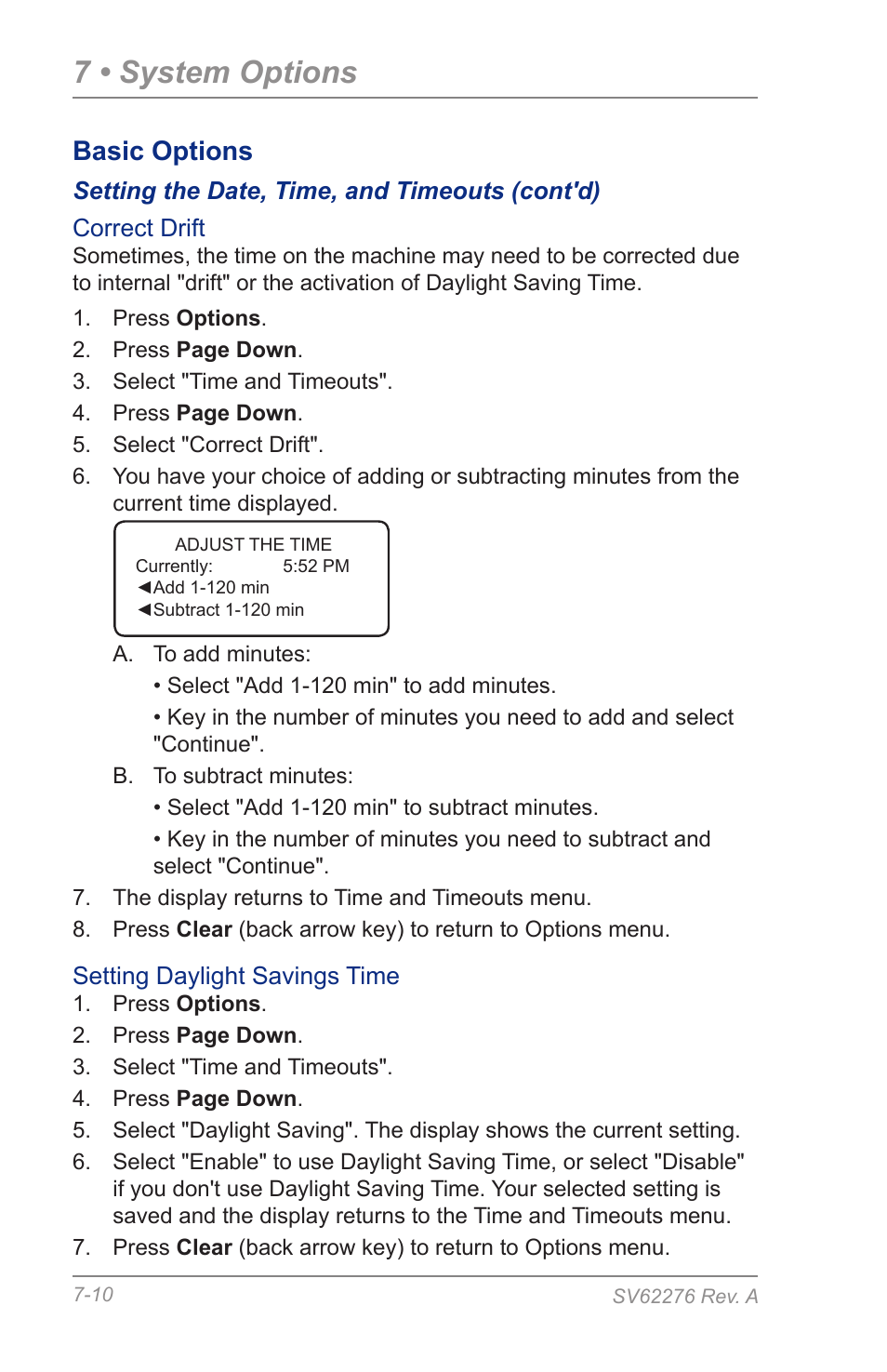 7 • system options, Basic options | Pitney Bowes DM125 User Manual | Page 96 / 209