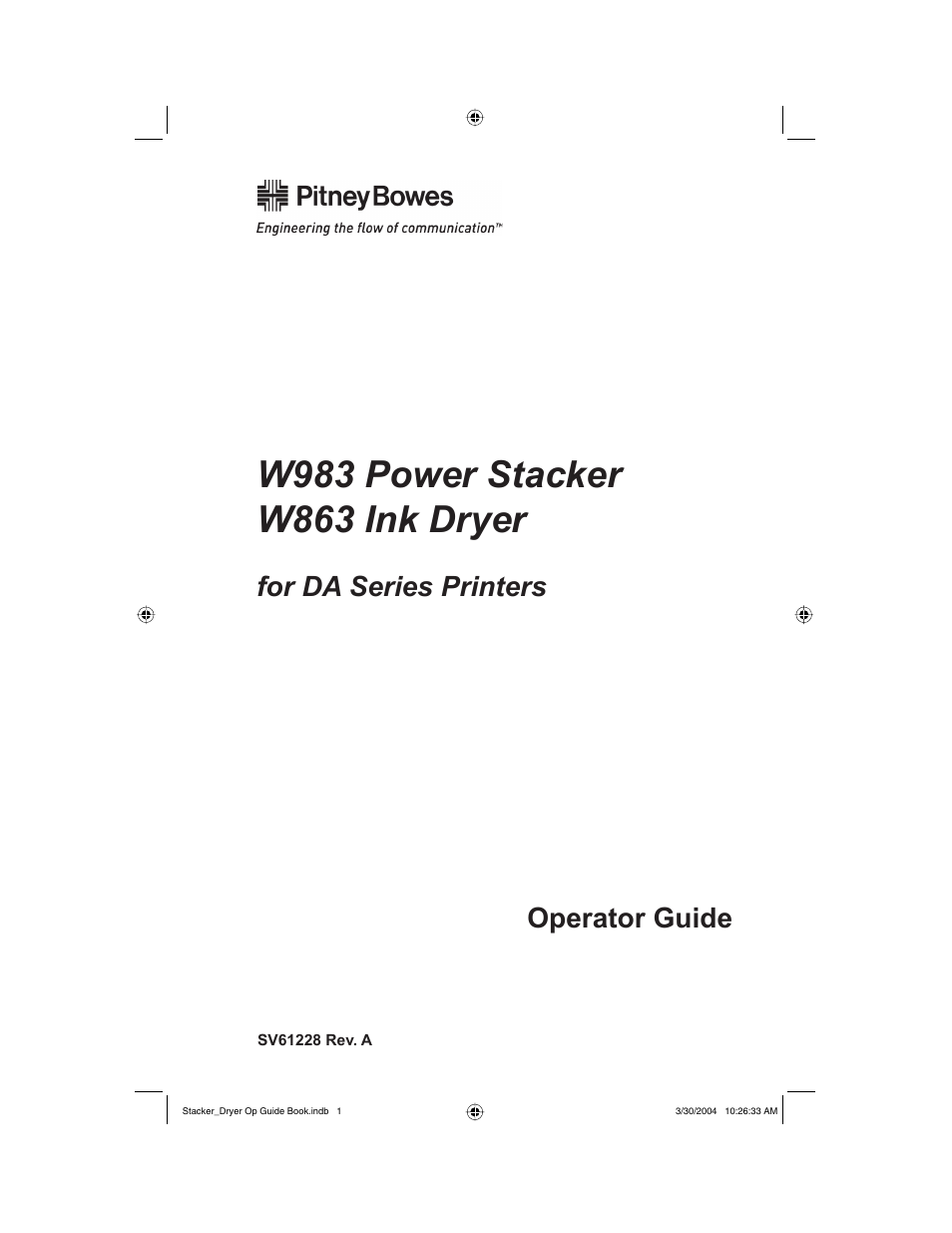 For da series printers operator guide | Pitney Bowes W983 User Manual | Page 2 / 30