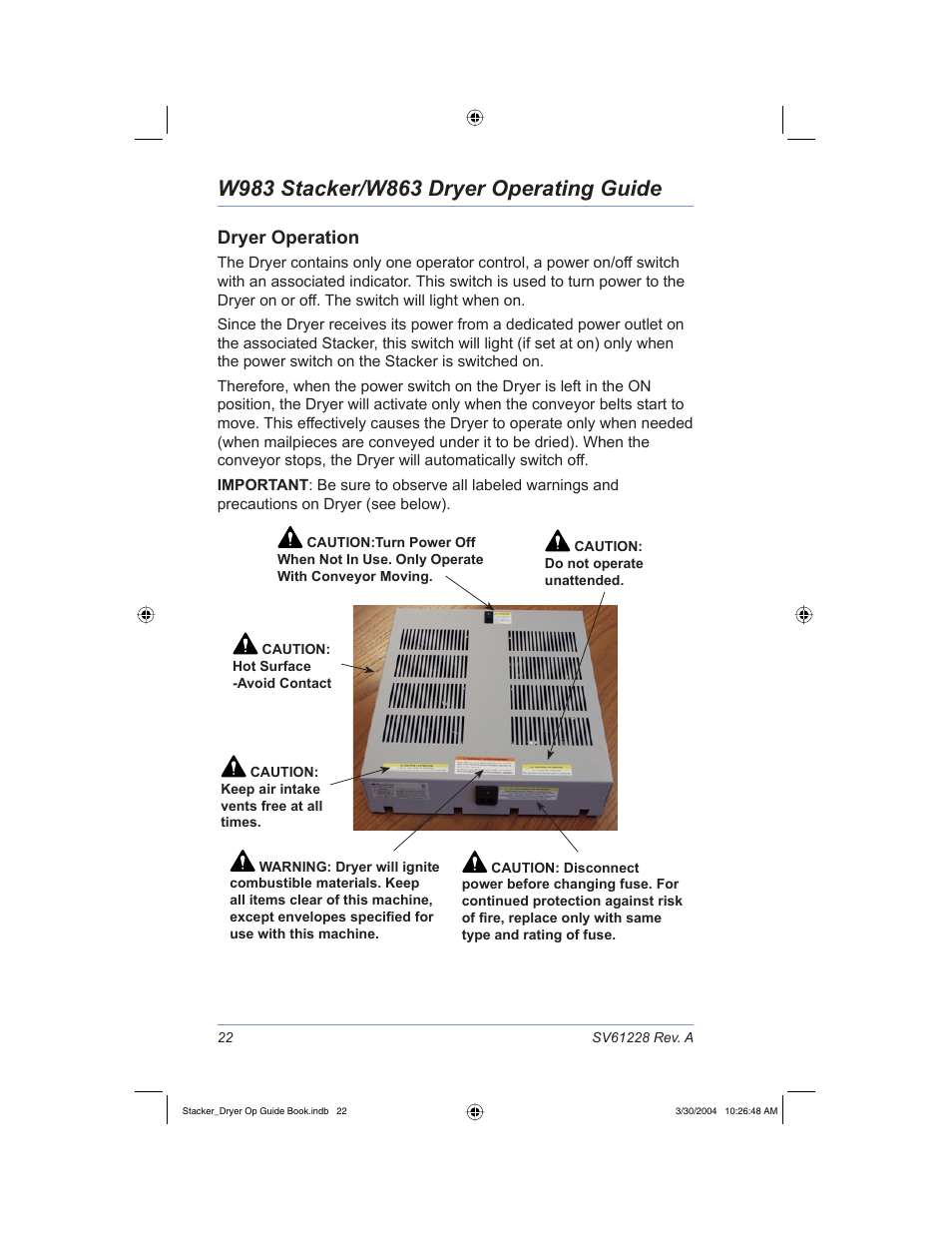 Dryer operation | Pitney Bowes W983 User Manual | Page 25 / 30