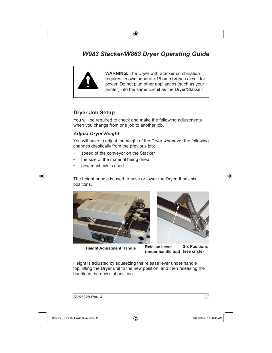 Dryer job setup | Pitney Bowes W983 User Manual | Page 26 / 30