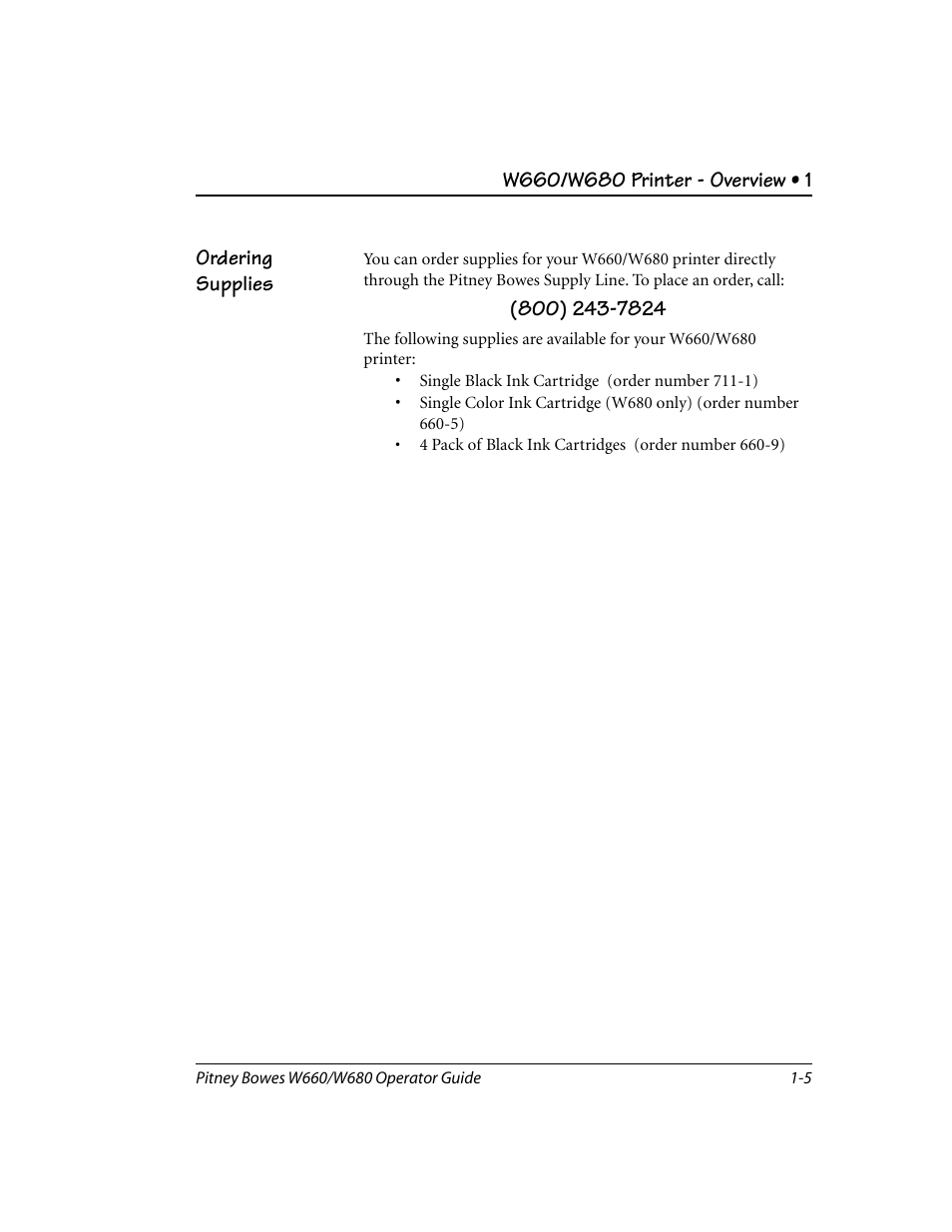 Ordering supplies | Pitney Bowes W680 User Manual | Page 11 / 130