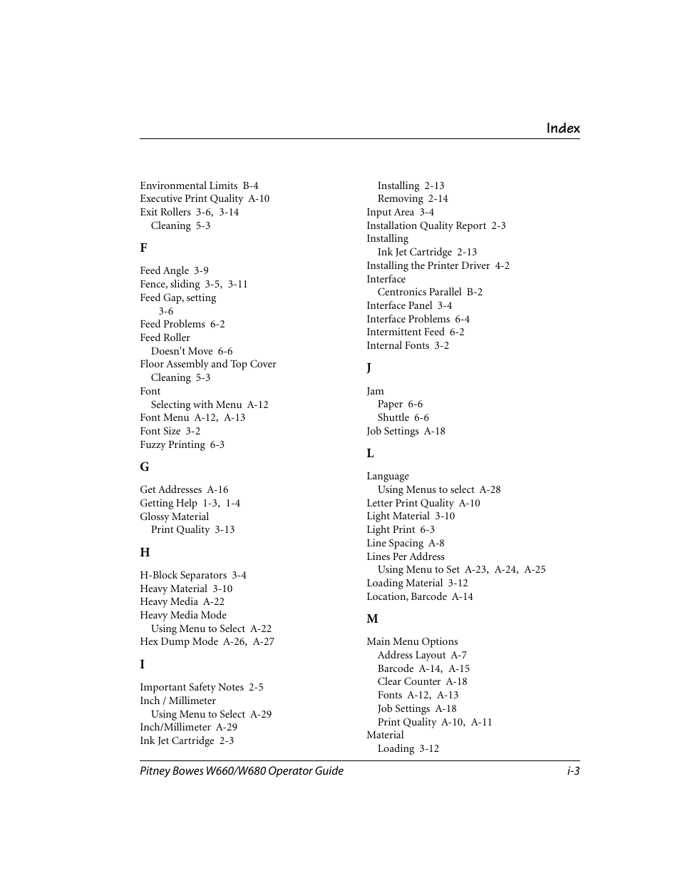 Index | Pitney Bowes W680 User Manual | Page 125 / 130