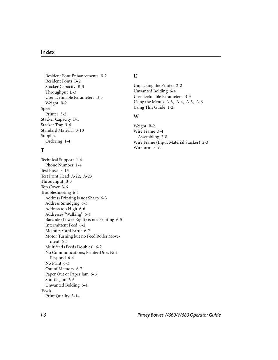 Index | Pitney Bowes W680 User Manual | Page 128 / 130