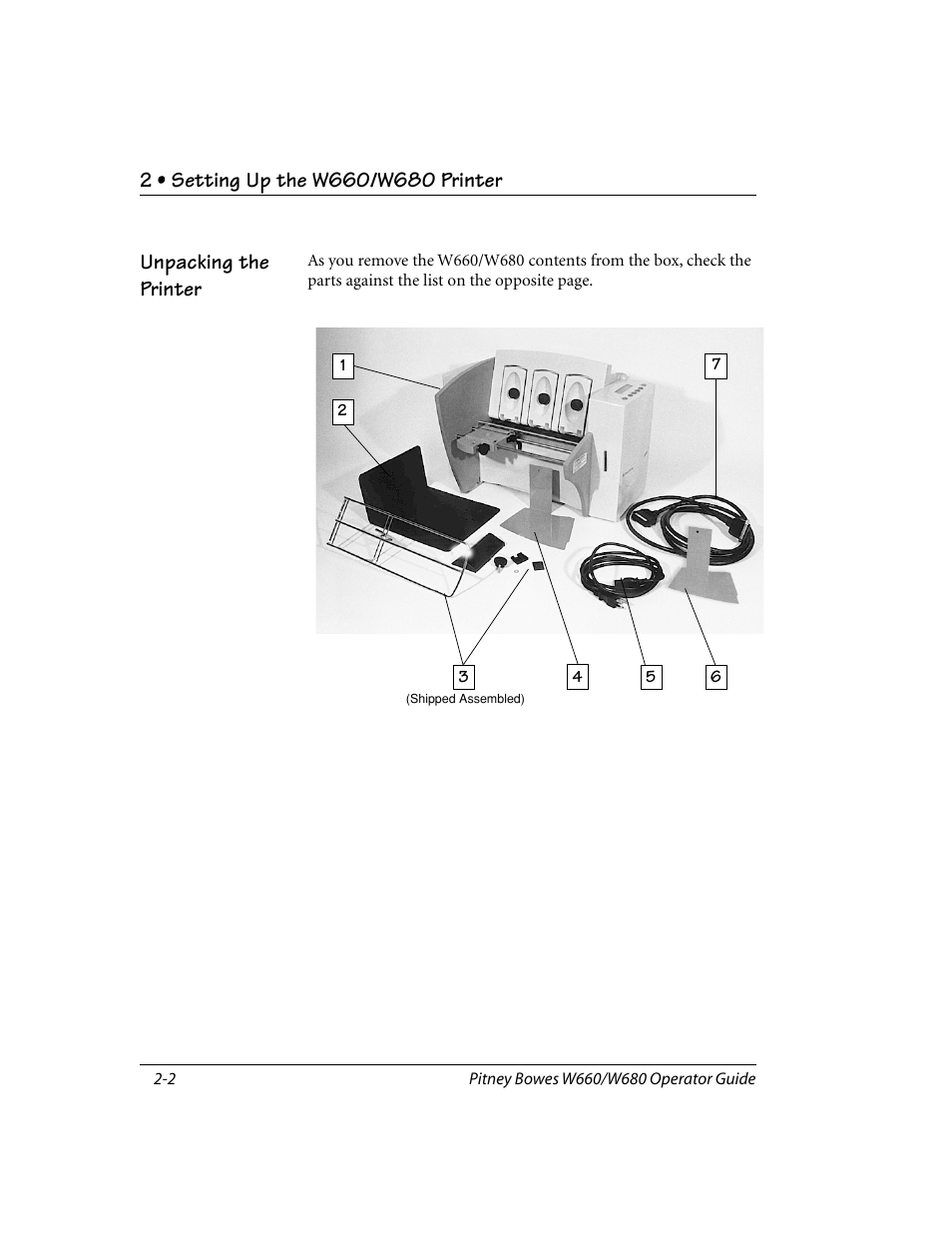 Unpacking the printer | Pitney Bowes W680 User Manual | Page 14 / 130