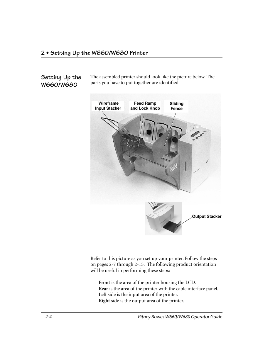 Setting up the w660/w680 | Pitney Bowes W680 User Manual | Page 16 / 130
