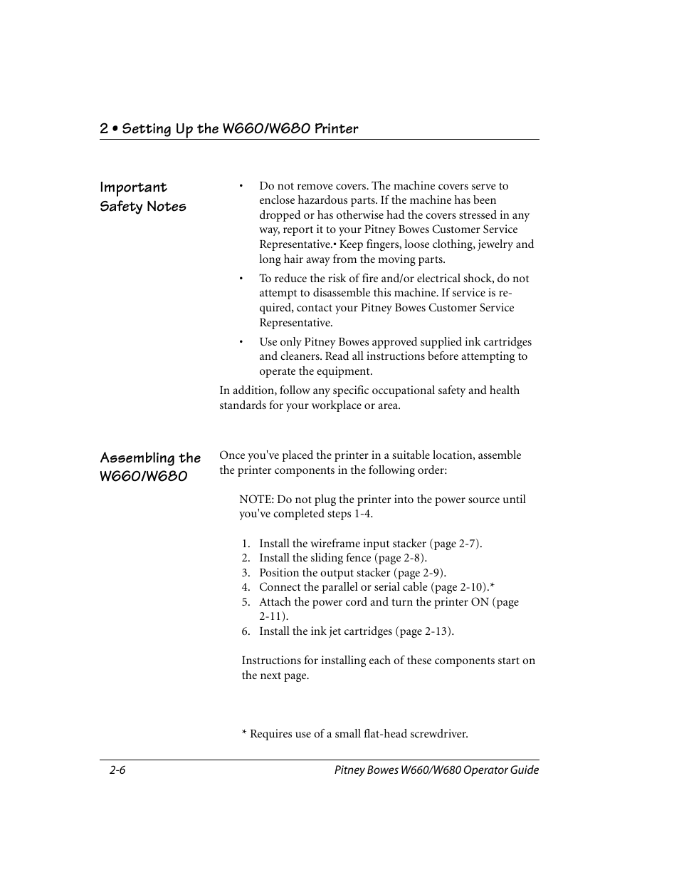 Assembling the w660/w680 | Pitney Bowes W680 User Manual | Page 18 / 130