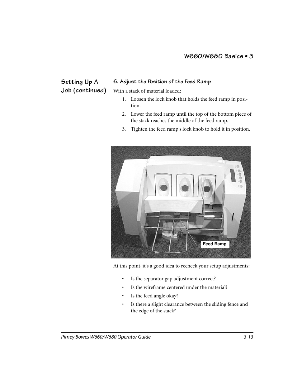 Adjust the position of the feed ramp | Pitney Bowes W680 User Manual | Page 41 / 130