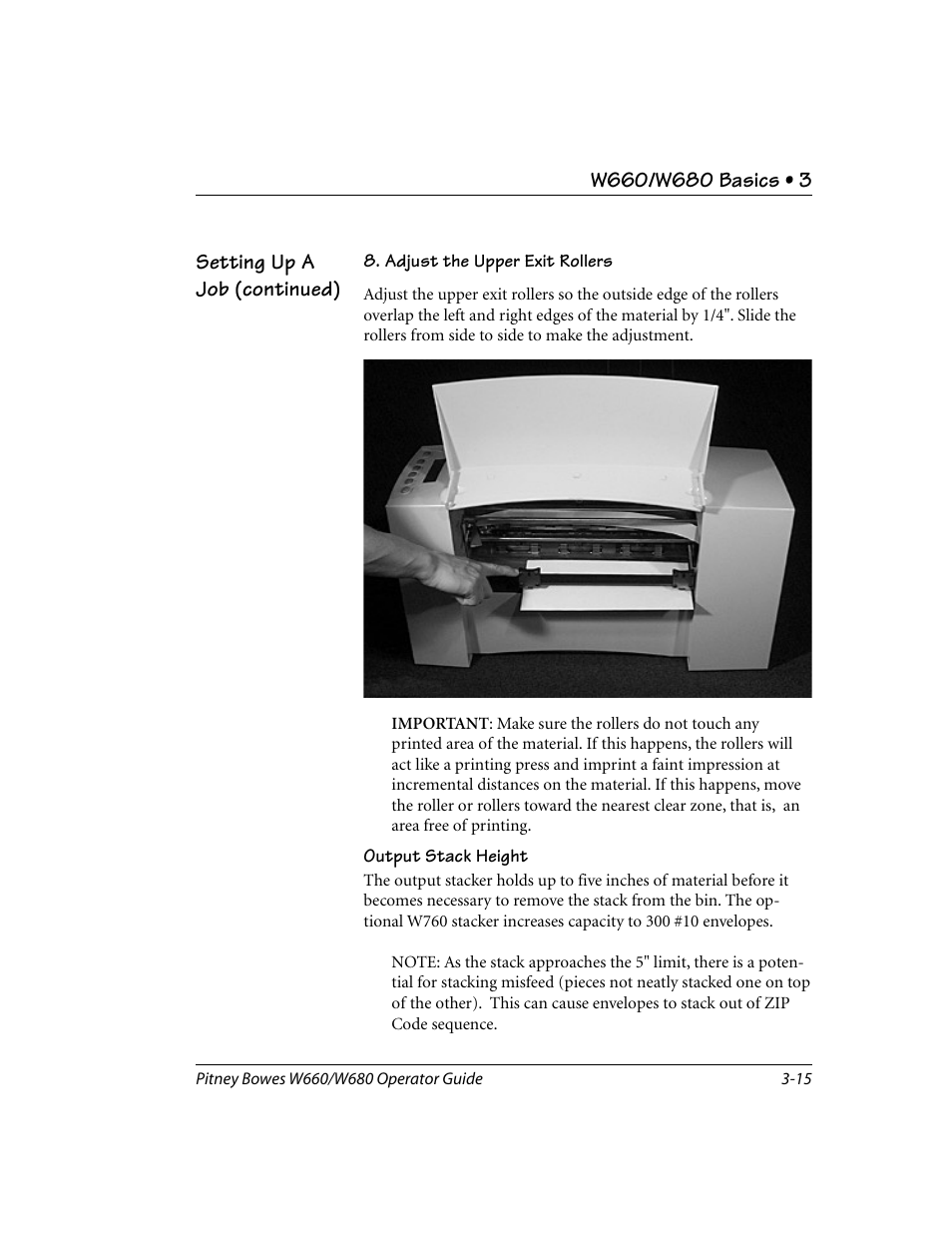 Adjust the upper exit rollers | Pitney Bowes W680 User Manual | Page 43 / 130