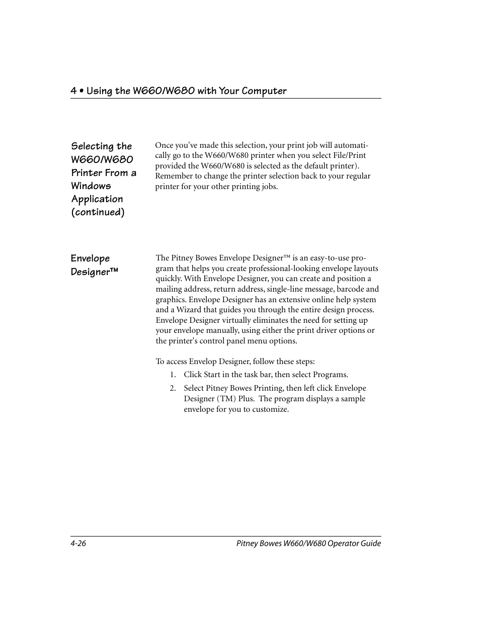 Envelope designer | Pitney Bowes W680 User Manual | Page 70 / 130