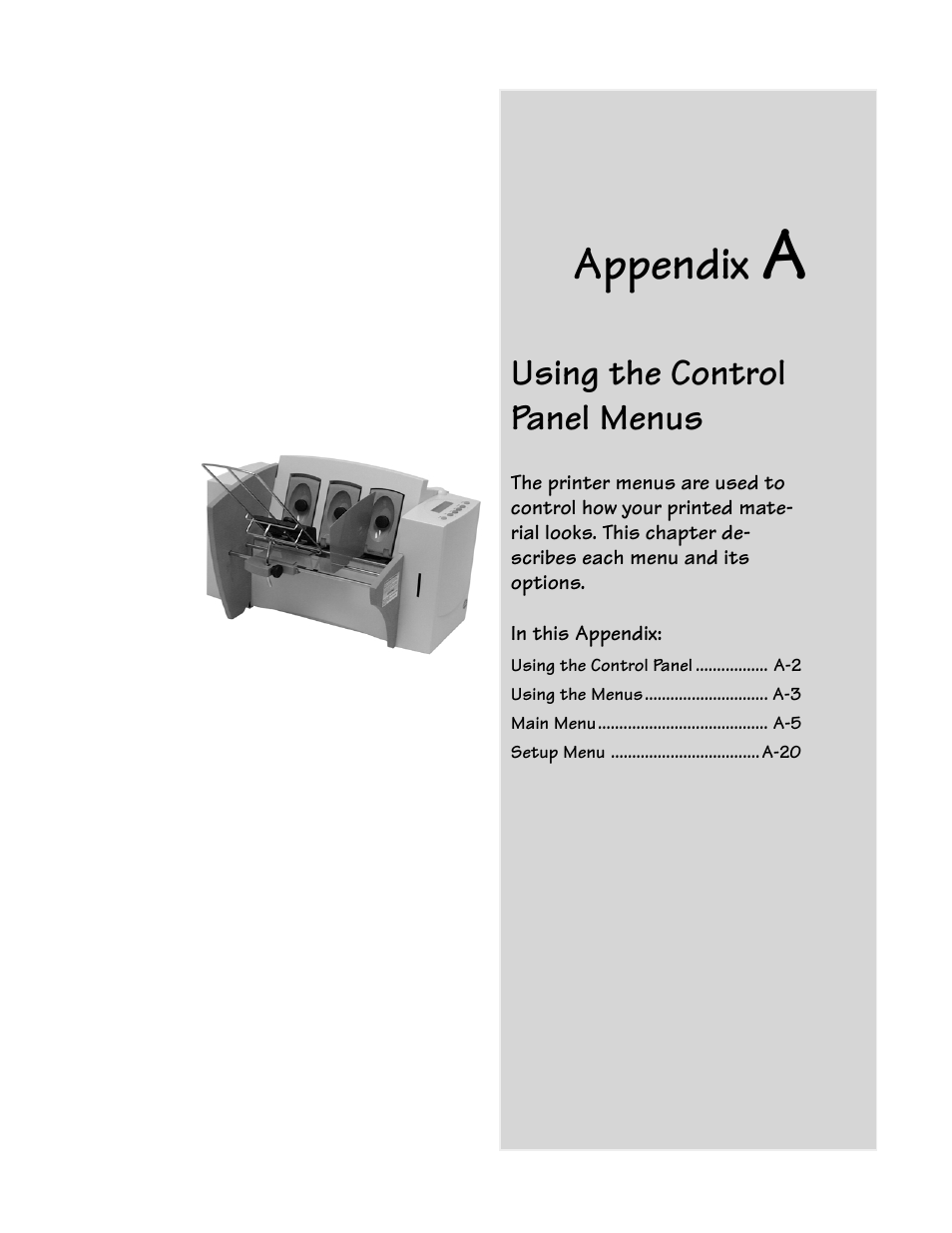 Appendix a using the control panel menus, Appendix, Using the control panel menus | Pitney Bowes W680 User Manual | Page 83 / 130