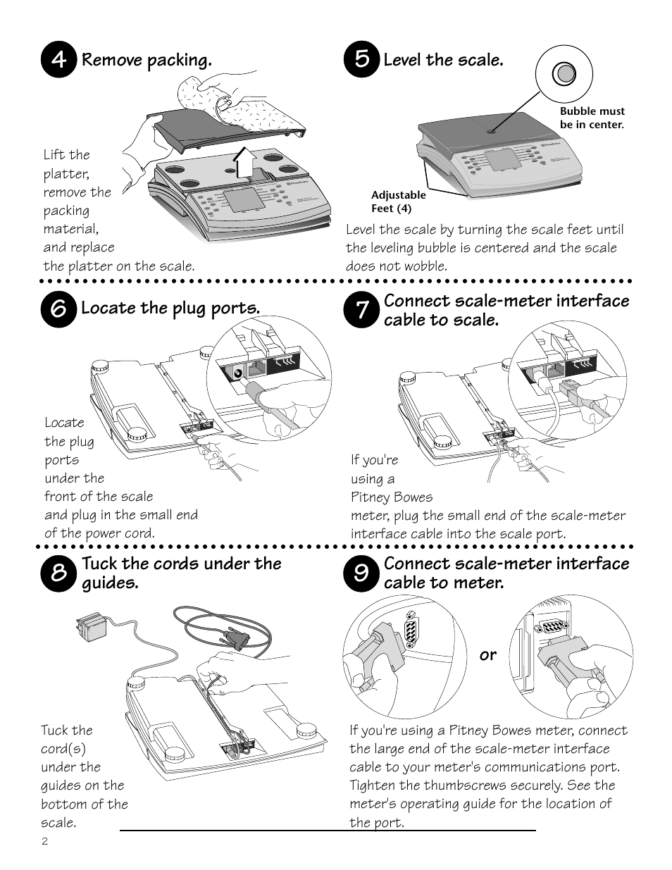 Remove packing. level the scale | Pitney Bowes Integra N300 User Manual | Page 2 / 4