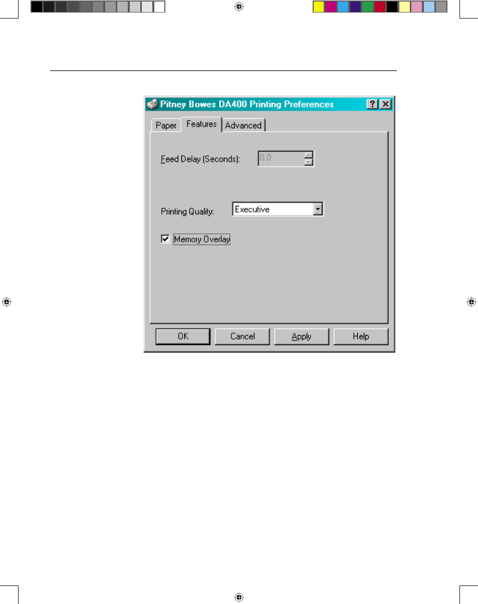 Using the printer with your computer, Printing preferences (continued) | Pitney Bowes ADDRESSRIGHT DA400 User Manual | Page 43 / 114