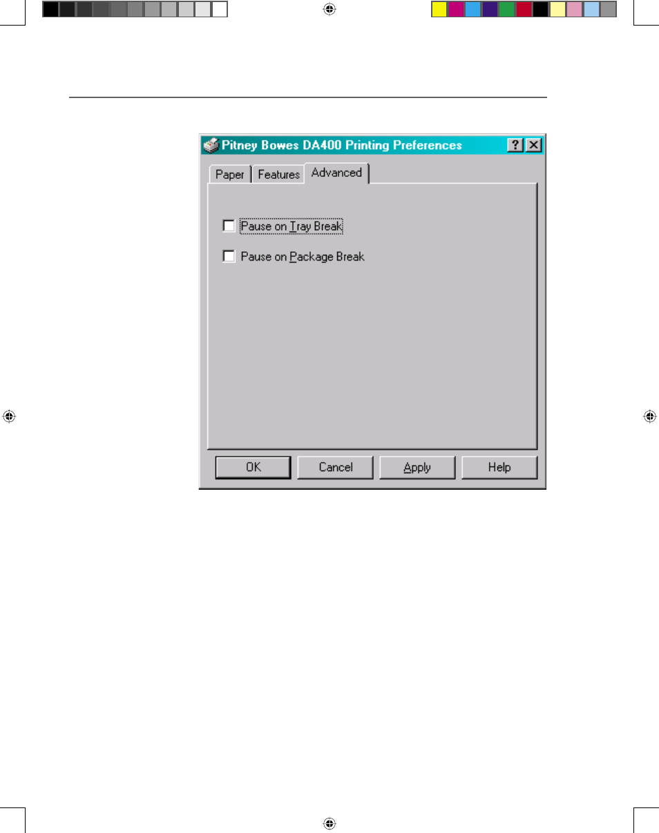 Using the printer with your computer, Printing preferences (continued) | Pitney Bowes ADDRESSRIGHT DA400 User Manual | Page 45 / 114