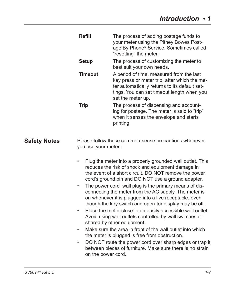 Safety notes -7, Introduction • 1 | Pitney Bowes POSTPERFECT B702 User Manual | Page 14 / 96