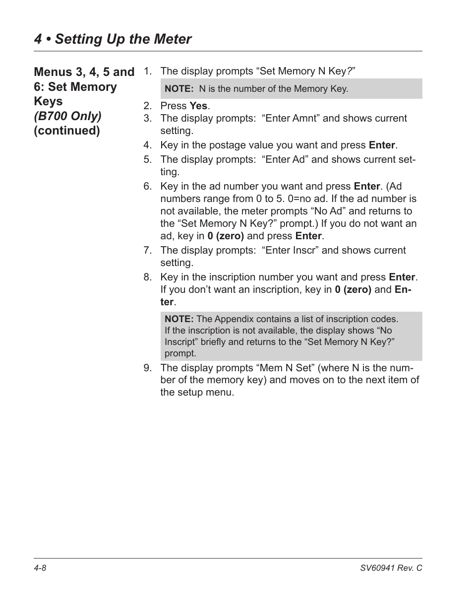 4 • setting up the meter | Pitney Bowes POSTPERFECT B702 User Manual | Page 43 / 96