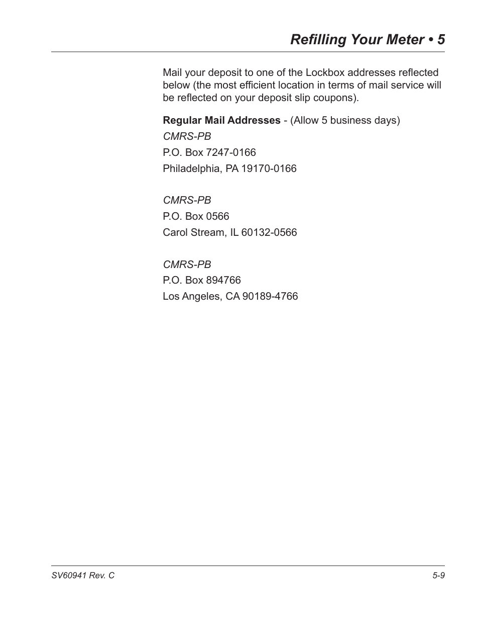 Refilling your meter • 5 | Pitney Bowes POSTPERFECT B702 User Manual | Page 70 / 96