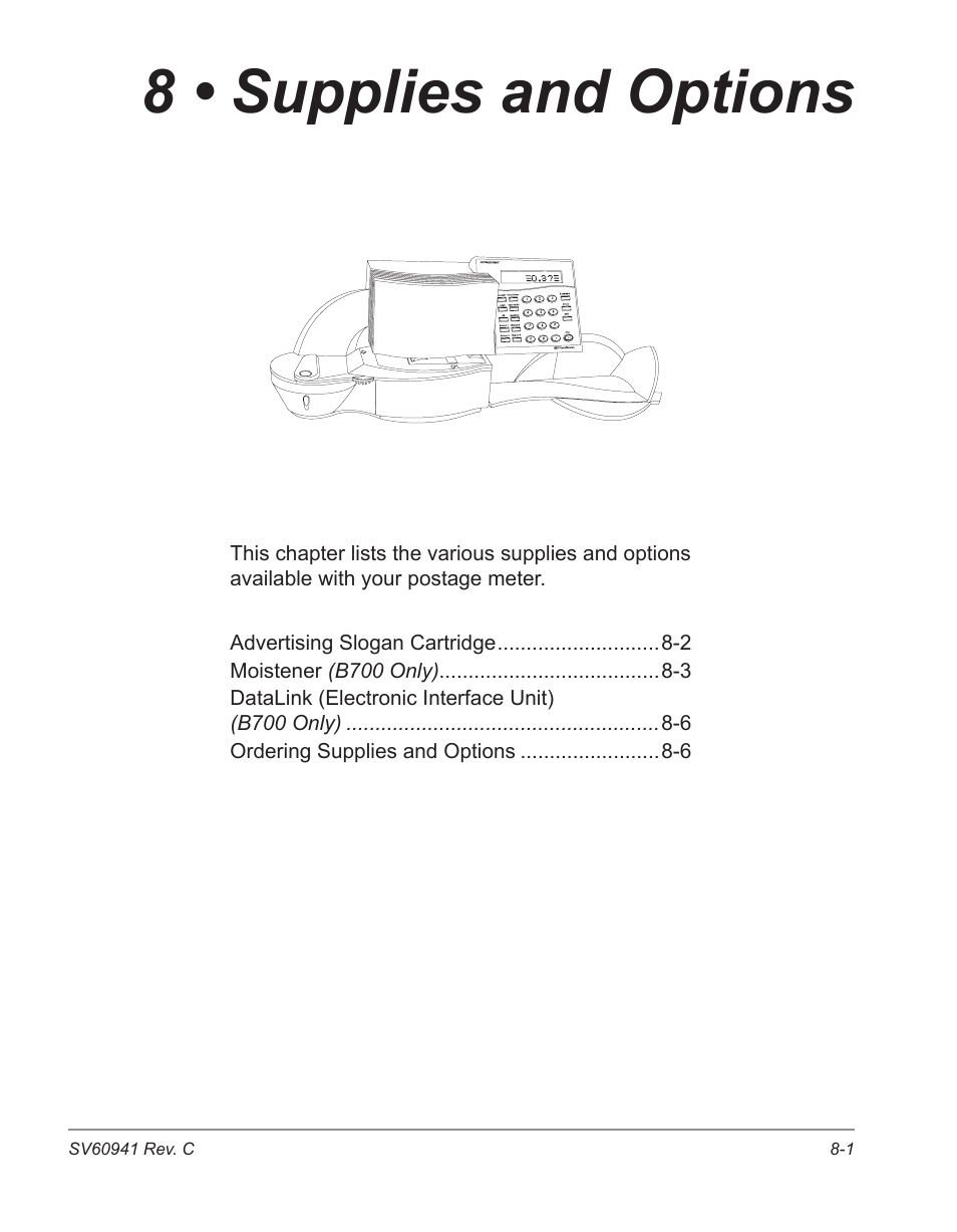 8 • supplies and options | Pitney Bowes POSTPERFECT B702 User Manual | Page 86 / 96