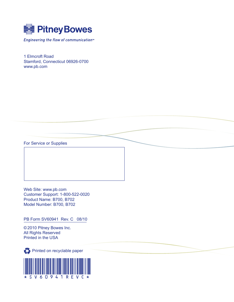 Pitney Bowes POSTPERFECT B702 User Manual | Page 96 / 96